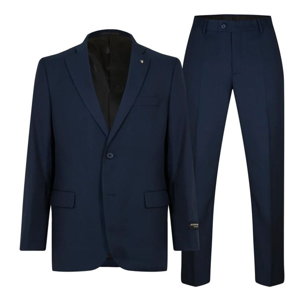 Scotch Mens Plain Single-Breasted Suit Set / Navy